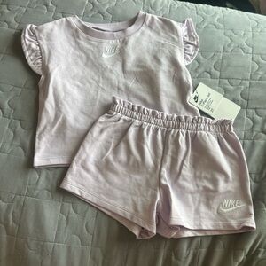 Nike Toddler Lavender Ruffle Sleeve Top & Shorts Set